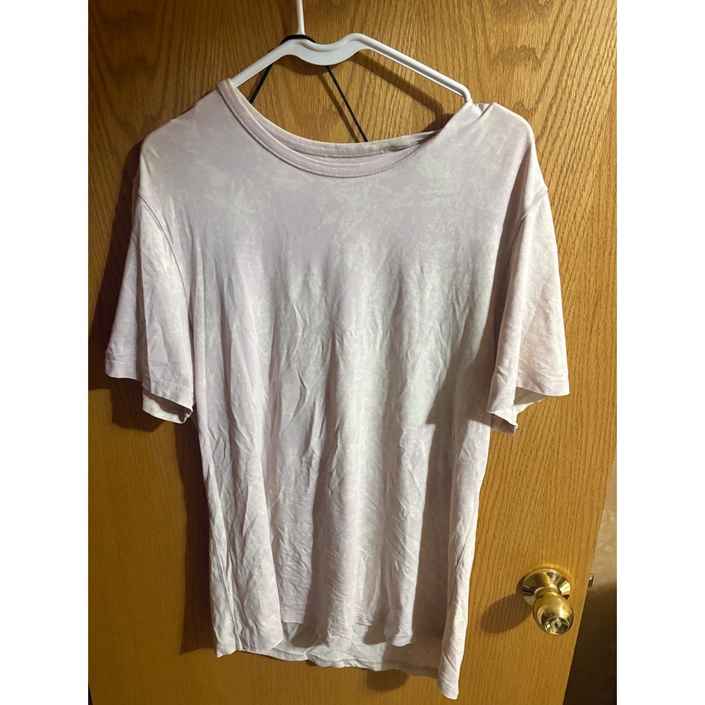 Lululemon Mens Fundamental T-Shirt Tie Dye Purple White Short Sleeve Tee